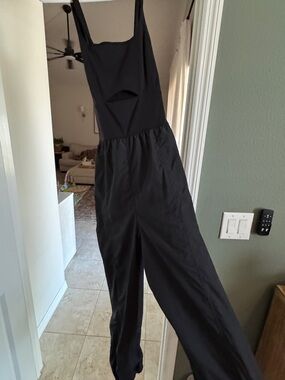 Free People Black Women's cross back Wide-Leg Jumpsuit